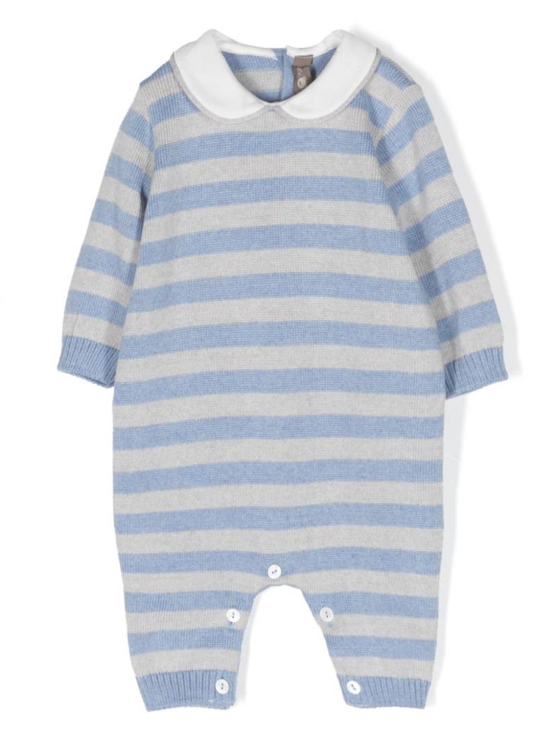 Little Bear stripe-print virgin wool romper - Blue von Little Bear