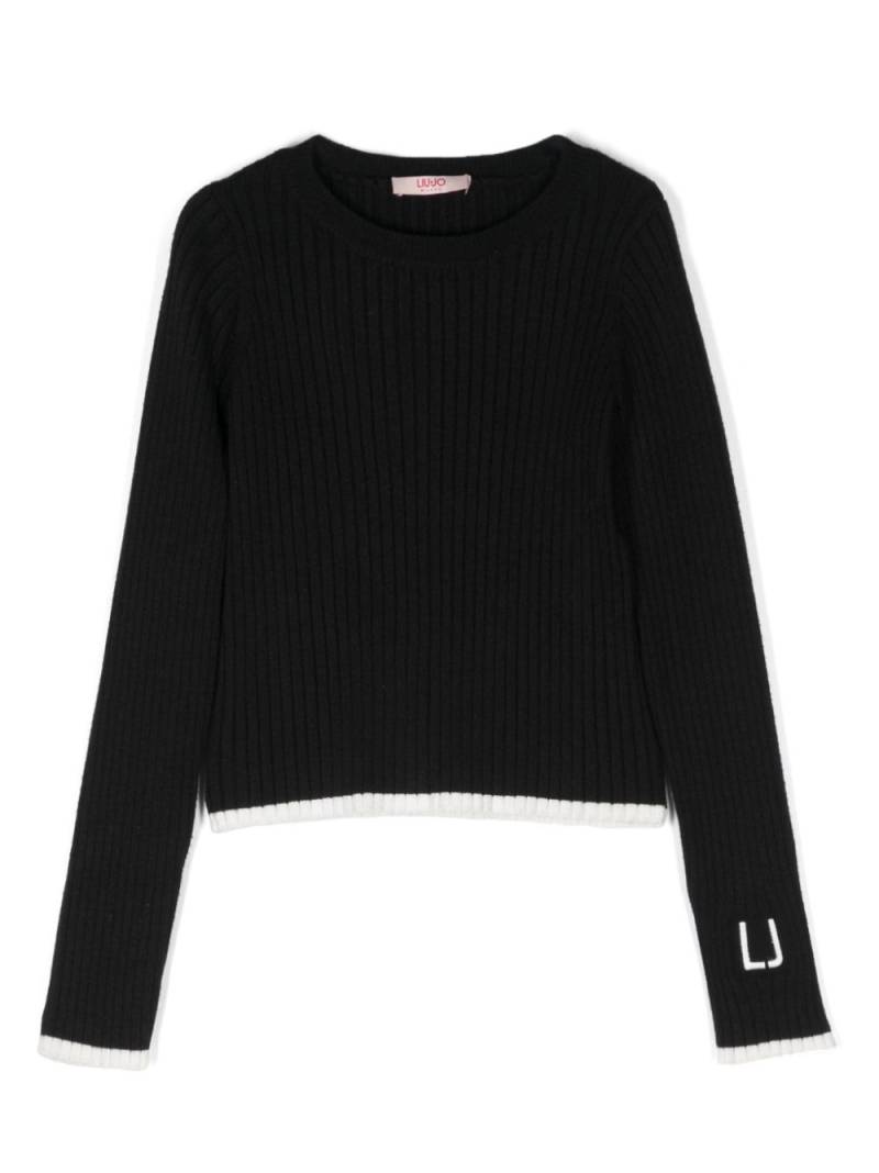 Liu Jo Kids logo-embroidered sweater - Black von Liu Jo Kids