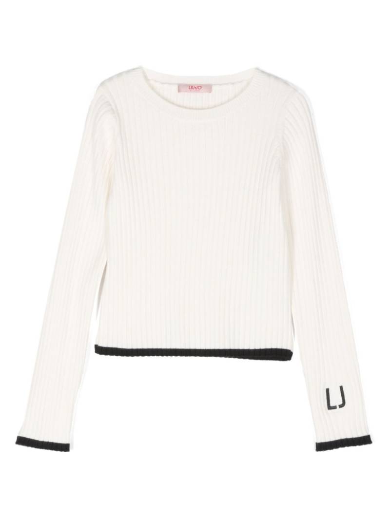 Liu Jo Kids logo-embroidered sweater - Neutrals von Liu Jo Kids