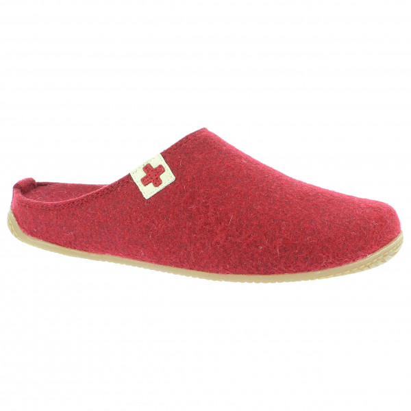 Living Kitzbühel - Filzpantoffel Schweizer Kreuz No. 3886 - Hüttenschuhe Gr 36;37;38;39;40;41;42;43;44;45;46;47;48 grau;rot von Living Kitzbühel