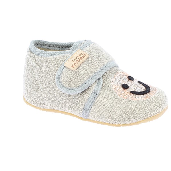 Living Kitzbühel - Kid's Babyklett Frottee Smiley - Hüttenschuhe Gr 22 grau/beige von Living Kitzbühel