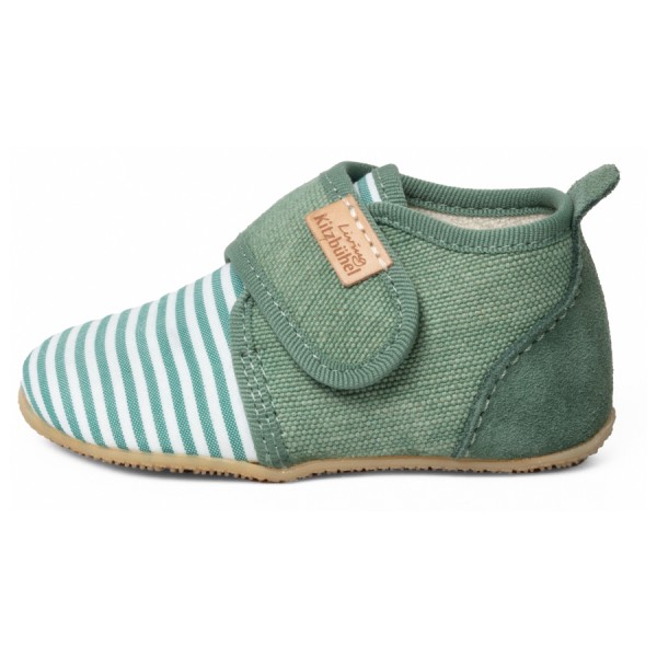 Living Kitzbühel - Kid's Babyklett Sigi Streifchen - Hüttenschuhe Gr 24 grün von Living Kitzbühel