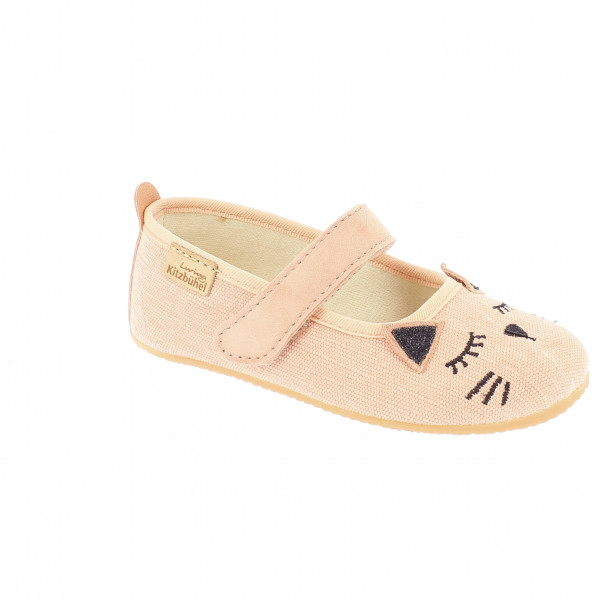 Living Kitzbühel - Kid's Ballerina Schlafendes Kätzchen - Hüttenschuhe Gr 24 beige/weiß von Living Kitzbühel