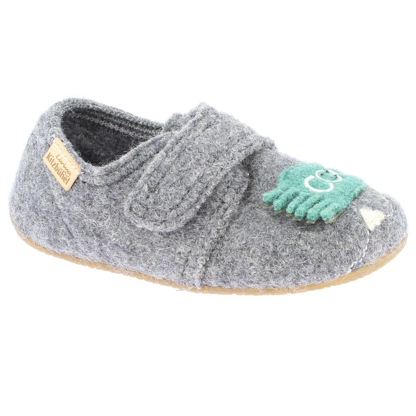 Living Kitzbühel - Kid's Klettmodell Cool Dog - Hüttenschuhe Gr 34 grau von Living Kitzbühel