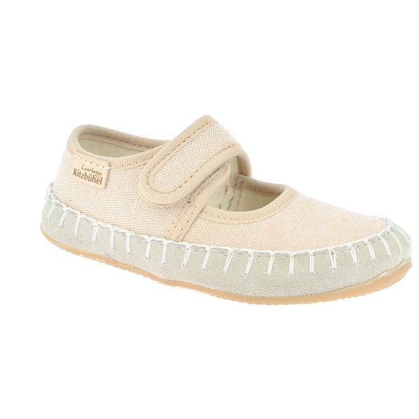 Living Kitzbühel - Kid's Spangenballerina mit Häkelnaht - Hüttenschuhe Gr 28 beige von Living Kitzbühel