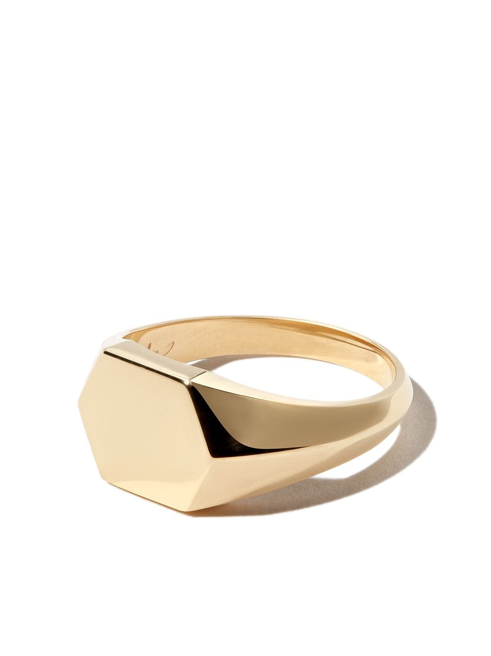 Lizzie Mandler Fine Jewelry 18kt yellow gold Hex Knife Edge signet ring von Lizzie Mandler Fine Jewelry