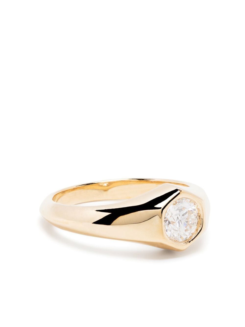 Lizzie Mandler Fine Jewelry 18kt yellow gold Knife Edge diamond signet ring von Lizzie Mandler Fine Jewelry