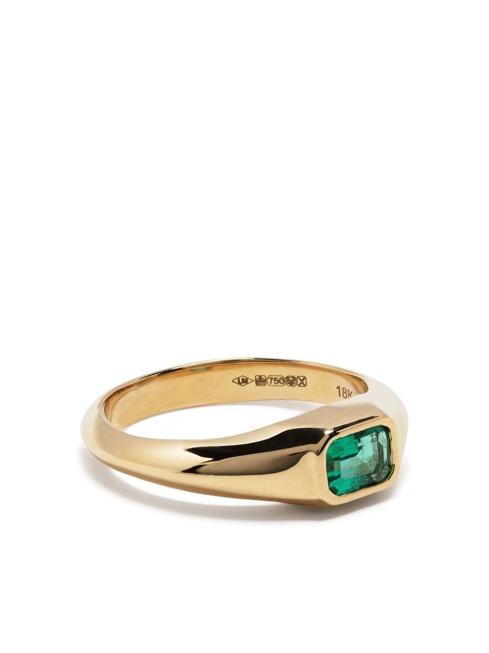 Lizzie Mandler Fine Jewelry 18kt yellow gold emerald signet ring von Lizzie Mandler Fine Jewelry