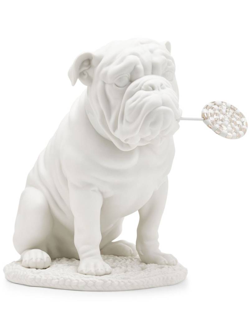 Lladró Bulldog With Lollipop sculpture (33cm x 33cm) - White von Lladró