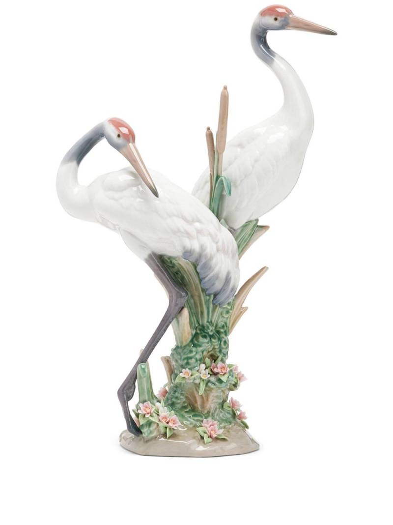 Lladró Classic Courting Cranes porcelain sculpture (28cm) - White von Lladró