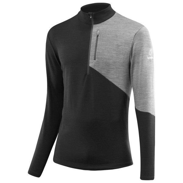 Löffler - Midlayer Block Transtex Merino - Merinolongsleeve Gr 46 schwarz/grau von Löffler