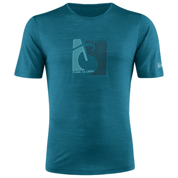 Löffler - Printshirt Bike Merino-Tencel - Merinoshirt Gr 46 blau/türkis von Löffler