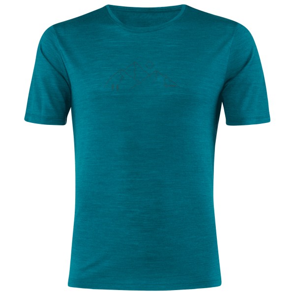 Löffler - Printshirt Mountains Merino-Tencel - Merinoshirt Gr 48 blau von Löffler