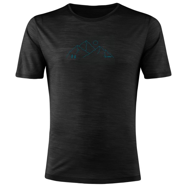 Löffler - Printshirt Mountains Merino-Tencel - Merinoshirt Gr 48 schwarz von Löffler