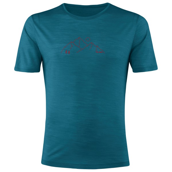 Löffler - Printshirt Mountains Merino-Tencel - Merinoshirt Gr 50 blau von Löffler