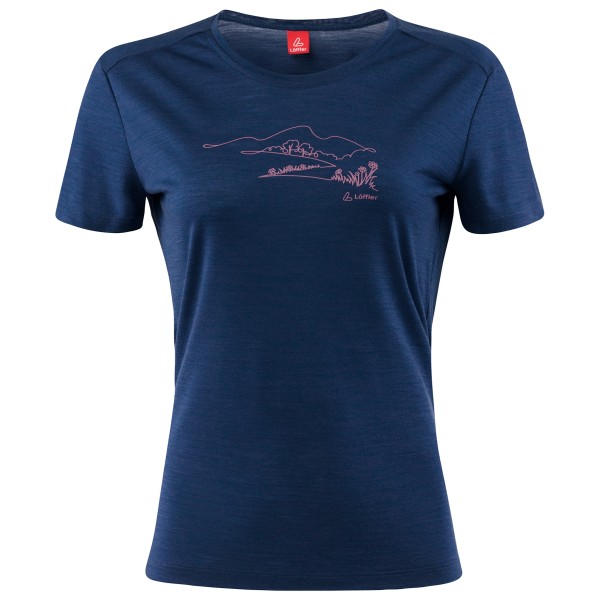 Löffler - Women's Printshirt Country Merino-Tencel - Merinoshirt Gr 42 blau von Löffler