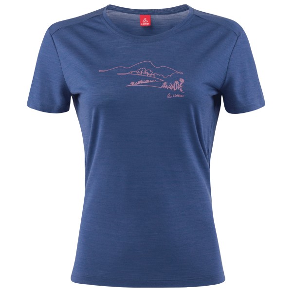 Löffler - Women's Printshirt Country Merino-Tencel - Merinoshirt Gr 42 blau von Löffler