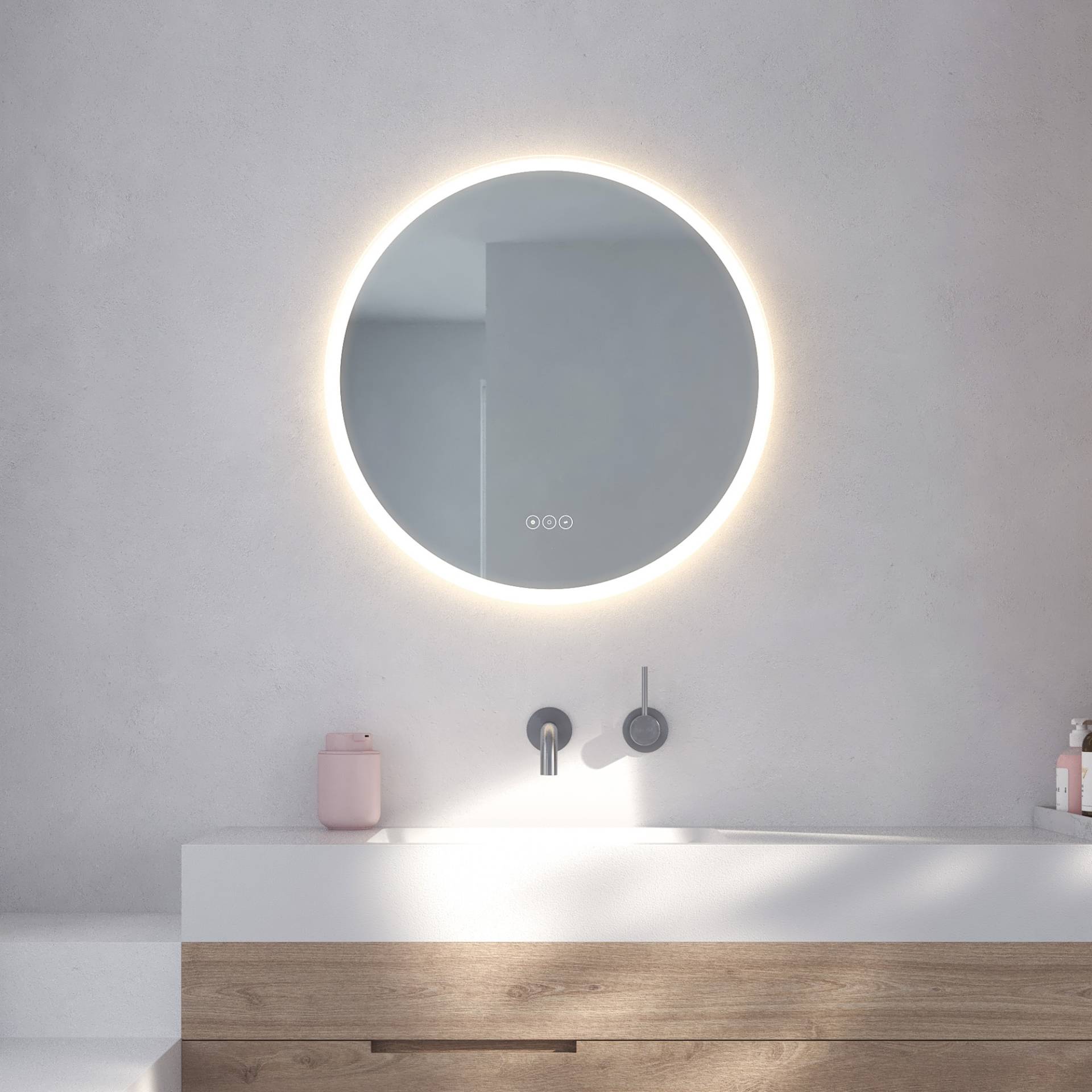 Loevschall Badspiegel »Aalborg Rund, Badezimmerspiegel mit LED Beleuchtung, Lichtspiegel«, Touchpanel für Lichtsteuerung, Verstellbarer Spiegel, MultiWhite® Loevschall Badspiegel »Aalborg Rund, Badezimmerspiegel mit LED Beleuchtung, Lichtspiegel«, Touchpanel für Lichtsteuerung, Verstellbarer Spiegel, MultiWhite® von Loevschall