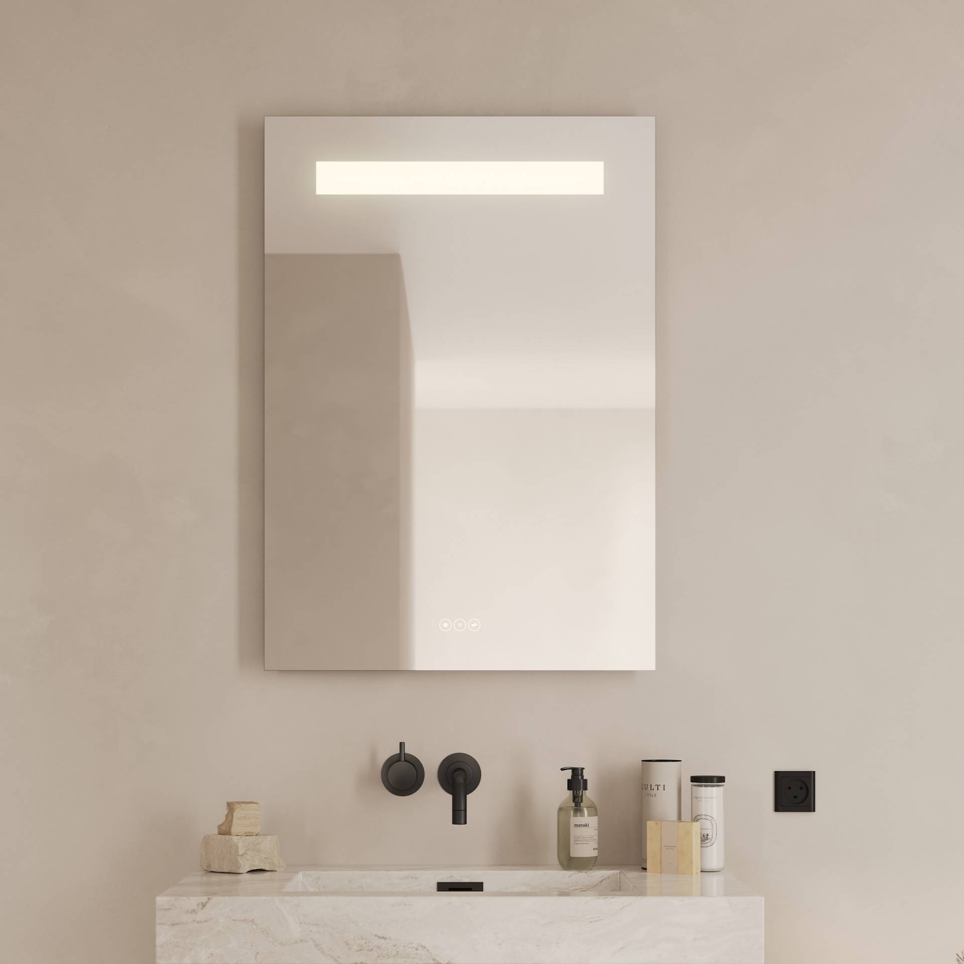 Loevschall Badspiegel »Lökken Quadratisch, Badzimmerspiegel mit LED Beleuchtung, Lichtspiegel«, Touchpanel für Lichtsteuerung, Verstellbarer Spiegel, Dänisches Design Loevschall Badspiegel »Lökken Quadratisch, Badzimmerspiegel mit LED Beleuchtung, Lichtspiegel«, Touchpanel für Lichtsteuerung, Verstellbarer Spiegel, Dänisches Design von Loevschall