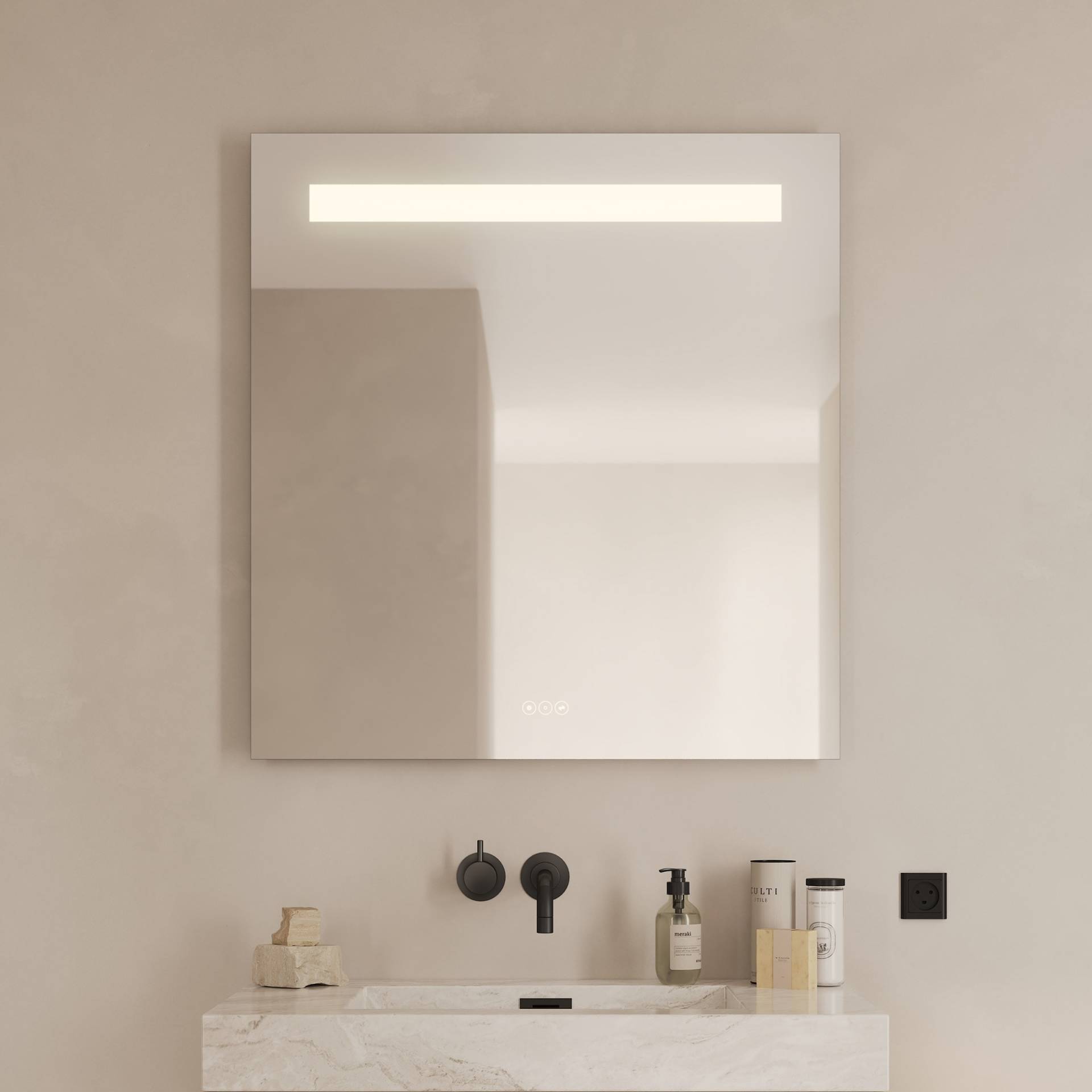 Loevschall Badspiegel »Lökken Quadratisch, Badzimmerspiegel mit LED Beleuchtung, Lichtspiegel«, Touchpanel für Lichtsteuerung, Verstellbarer Spiegel, Dänisches Design Loevschall Badspiegel »Lökken Quadratisch, Badzimmerspiegel mit LED Beleuchtung, Lichtspiegel«, Touchpanel für Lichtsteuerung, Verstellbarer Spiegel, Dänisches Design von Loevschall