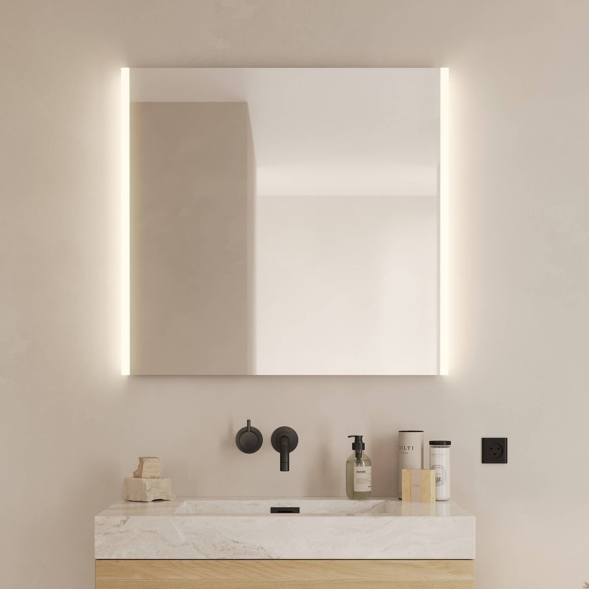 Loevschall LED-Lichtspiegel »Lago Quadratisch, Badzimmerspiegel mit LED Beleuchtung«, Verstellbarer Spiegel mit Licht, Dänisches Design Loevschall LED-Lichtspiegel »Lago Quadratisch, Badzimmerspiegel mit LED Beleuchtung«, Verstellbarer Spiegel mit Licht, Dänisches Design von Loevschall