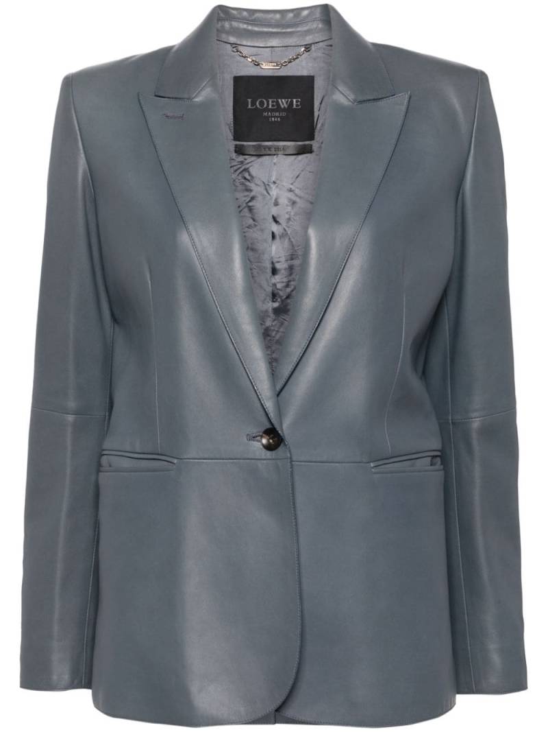 Loewe Pre-Owned 1990-2000s single-breasted leather blazer - Blue von Loewe Pre-Owned