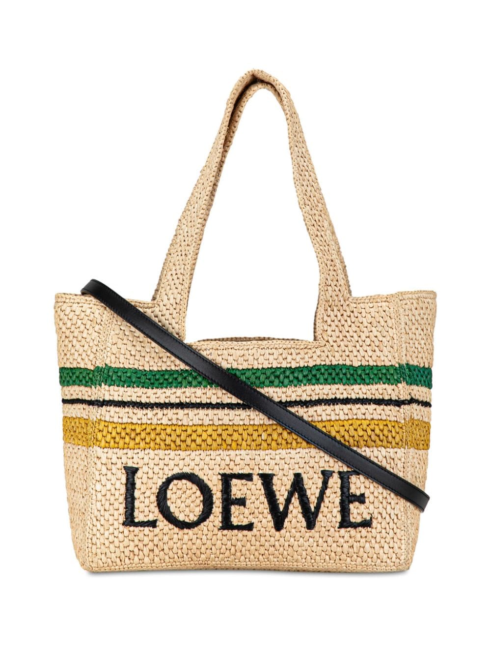 Loewe Pre-Owned 2010-2023 Paula's Ibiza Medium Raffia Striped Font Tote satchel - Brown von Loewe Pre-Owned