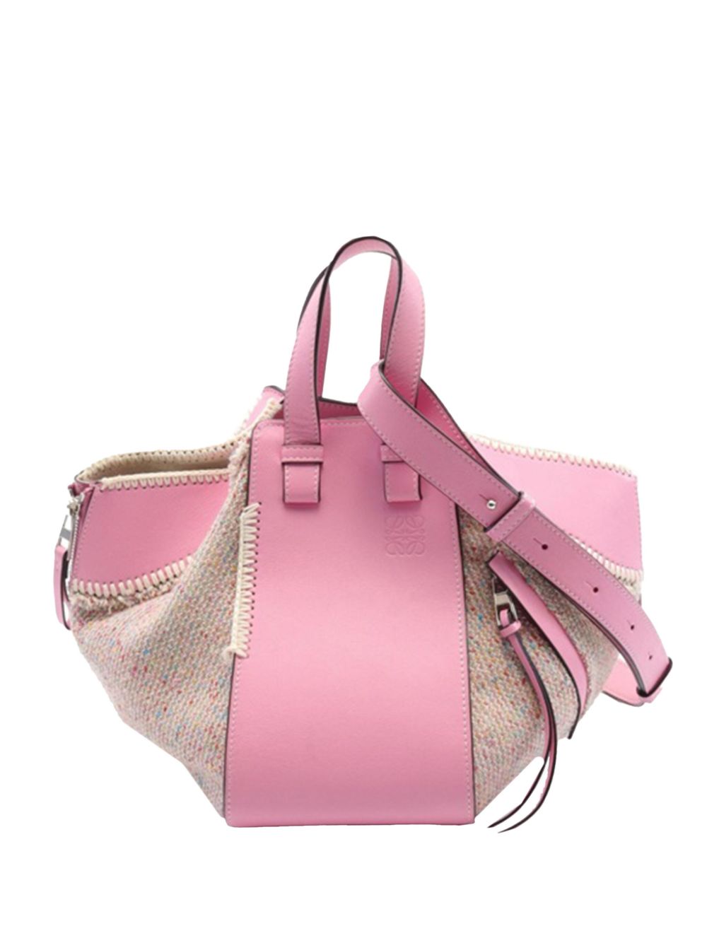 Loewe Pre-Owned 2016-2023 Small Leather and Tweed Hammock Bag satchel - Pink von Loewe Pre-Owned