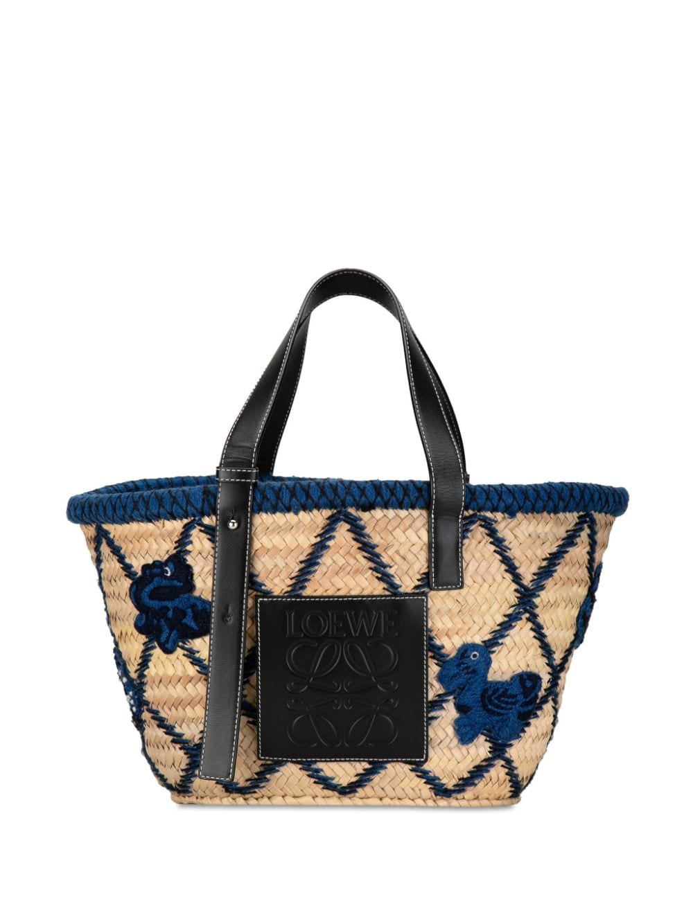 Loewe Pre-Owned 2019 William de Morgan Medium Embroidered Palm Leaf Basket tote bag - Brown von Loewe Pre-Owned