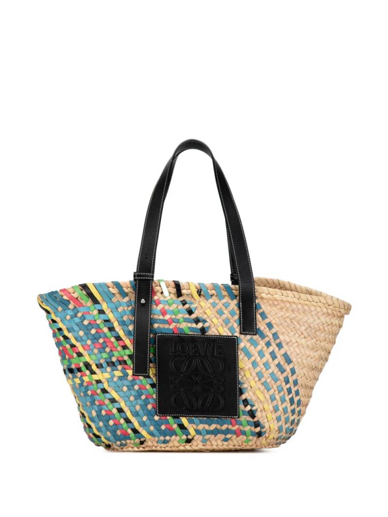 Loewe Pre-Owned 2021-2023 Multicolor Raffia Basket tote bag - Brown von Loewe Pre-Owned