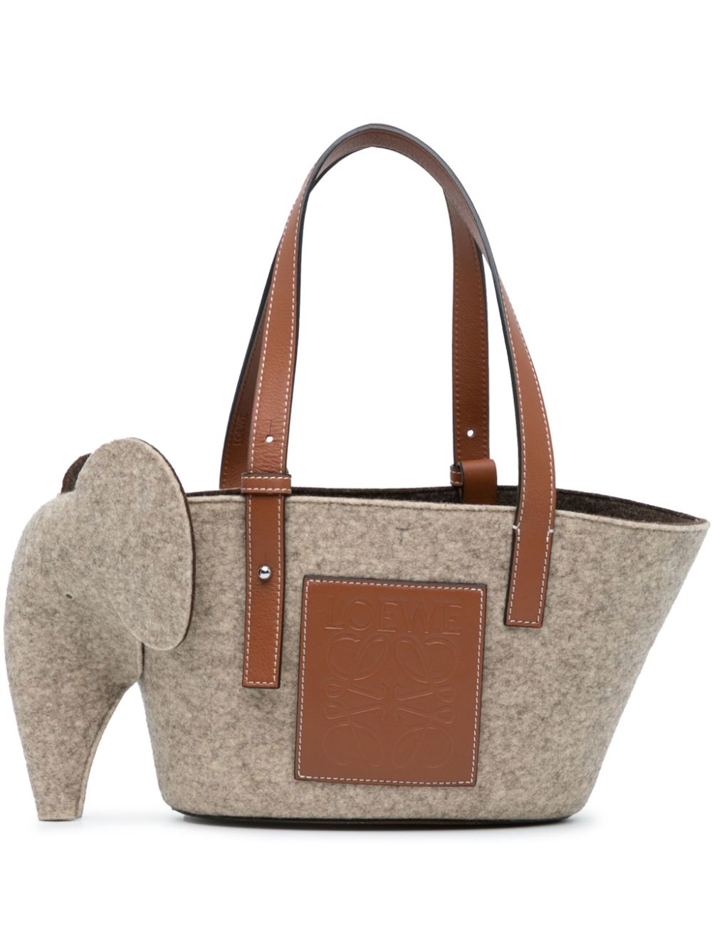 Loewe Pre-Owned 2021-2023 Small Felt Elephant Basket tote bag - Brown von Loewe Pre-Owned