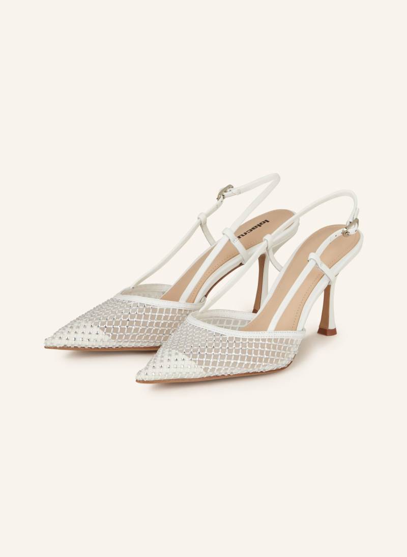 Lola Cruz Slingpumps Mit Schmucksteinen weiss von Lola Cruz