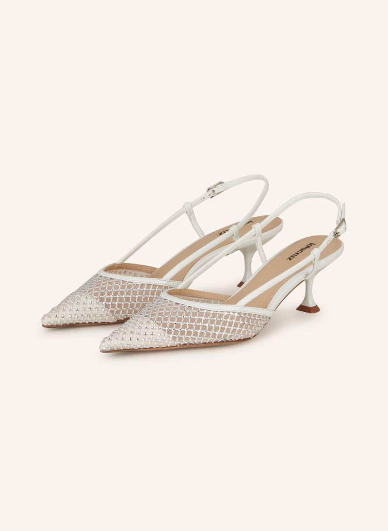 Lola Cruz Slingpumps Mit Schmucksteinen weiss von Lola Cruz