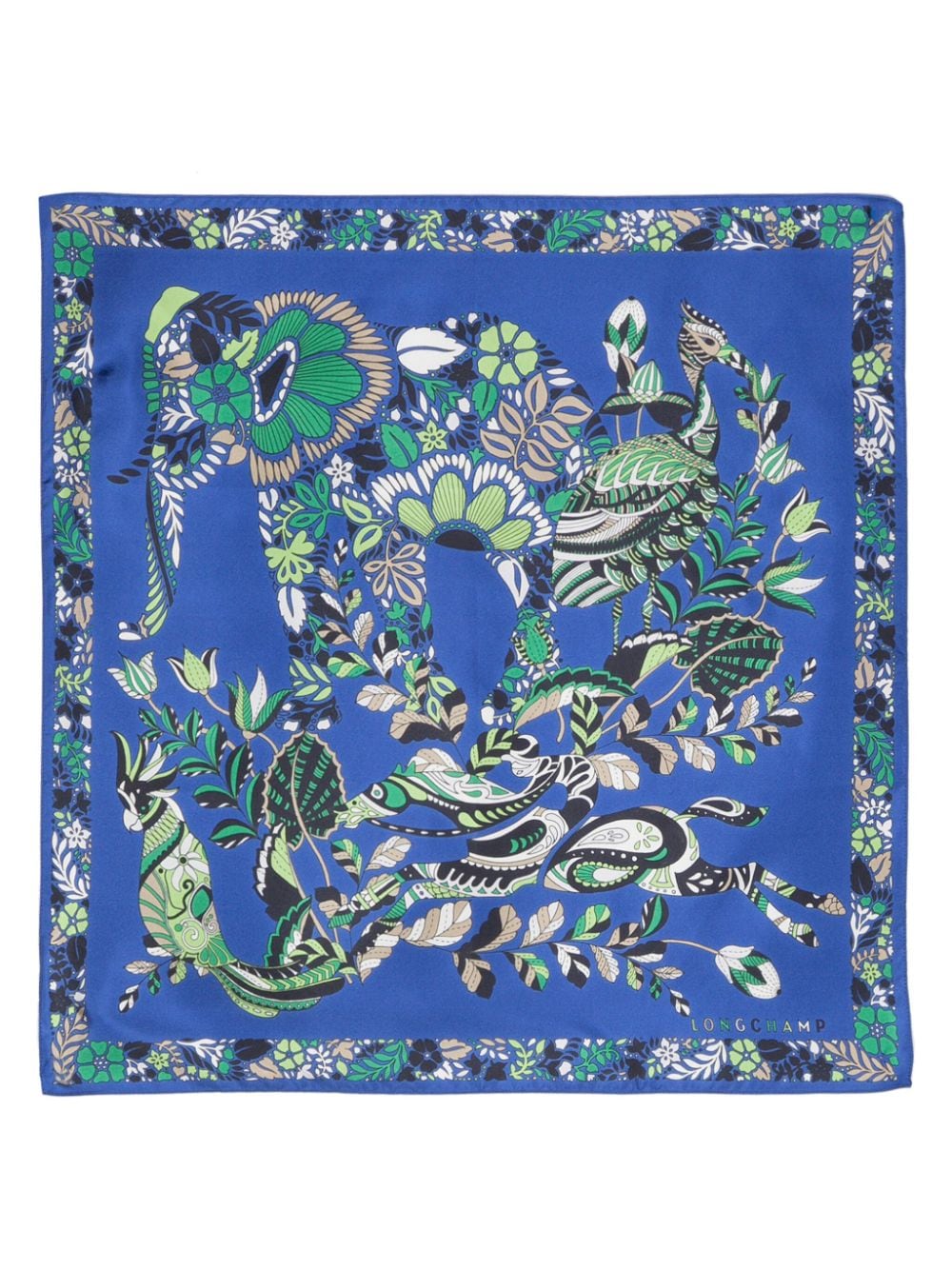 Longchamp Forêt floral-print silk scarf - Blue von Longchamp