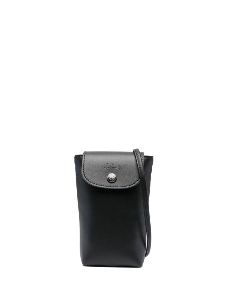 Longchamp Le Pliage leather phone case - Black von Longchamp