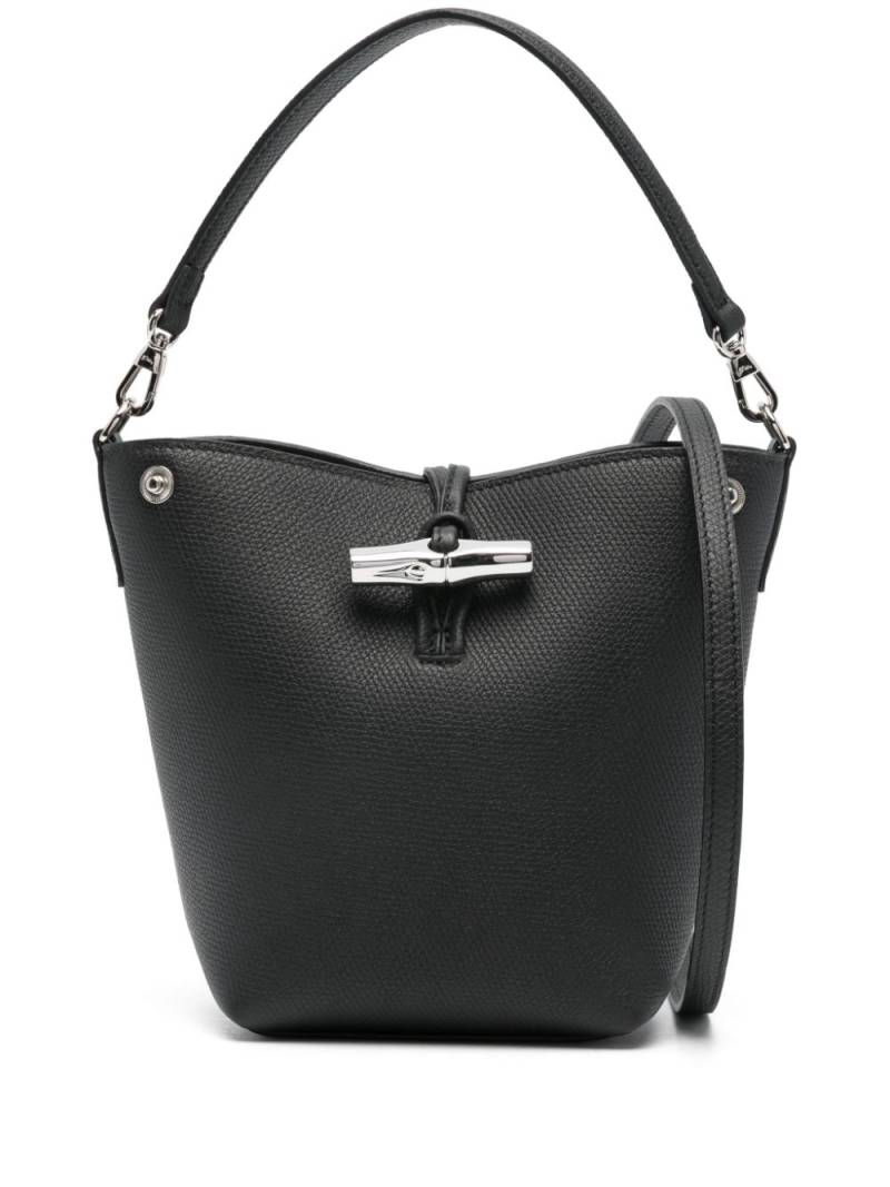 Longchamp XS Roseau leather bucket bag - Black von Longchamp