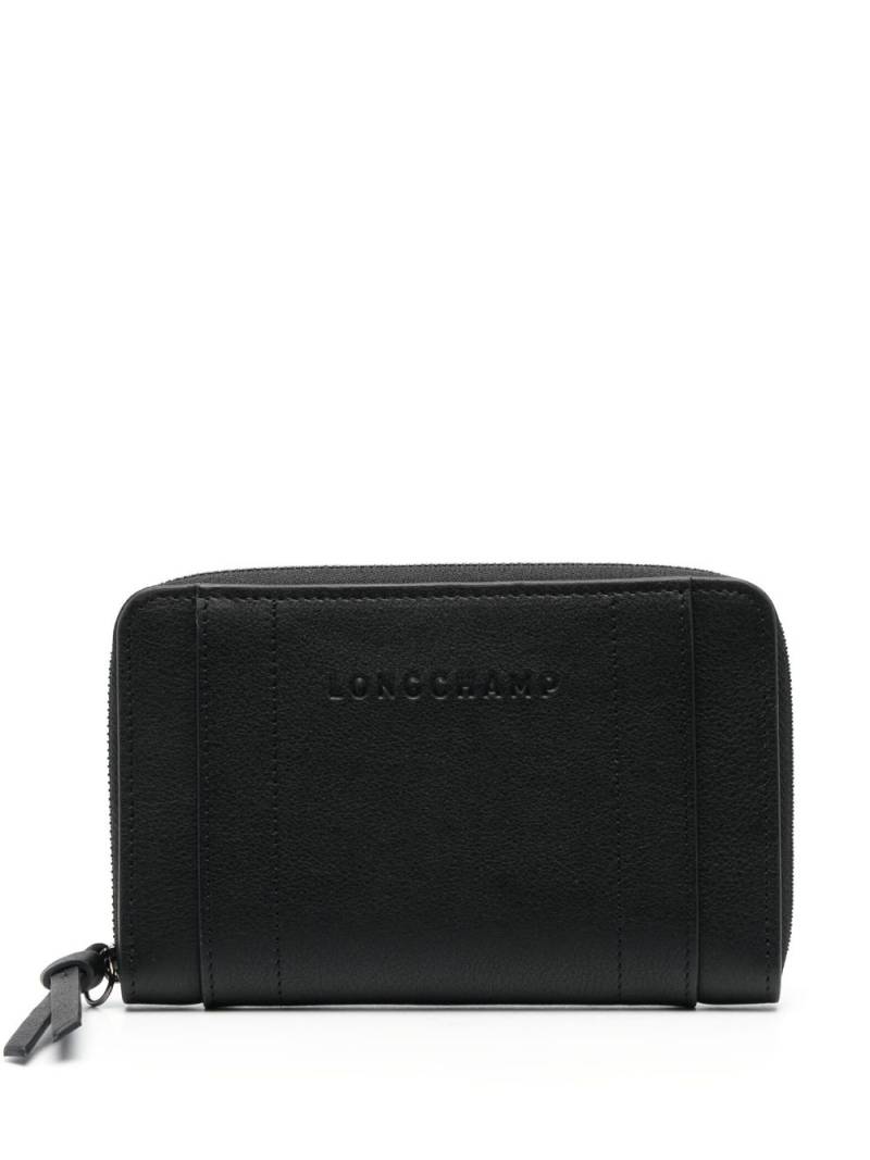 Longchamp 3D logo-debossed leather wallet - Black von Longchamp