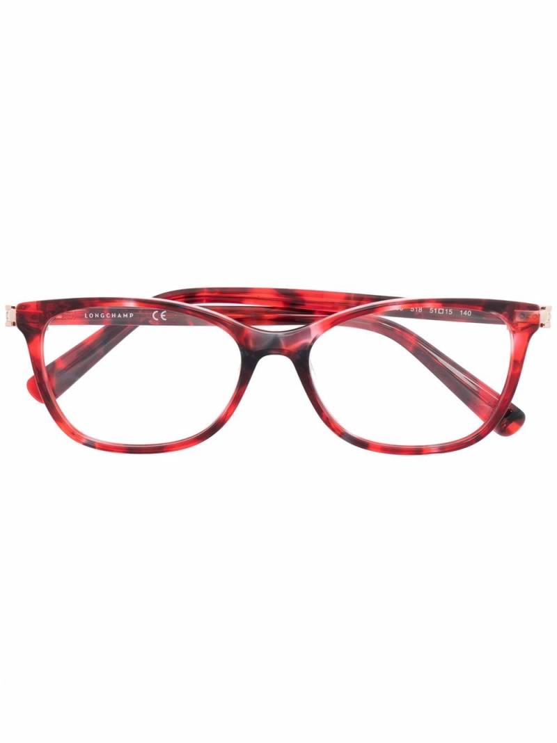 Longchamp tortoiseshell rectangle-frame glasses - Red von Longchamp