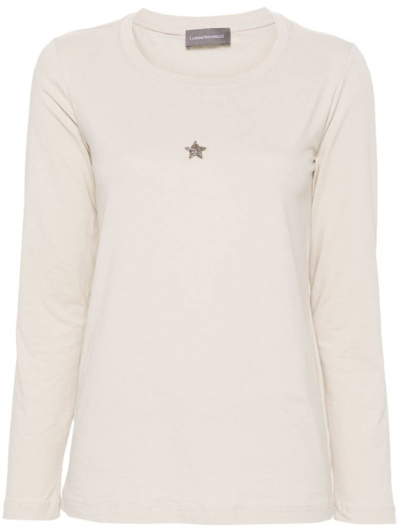 Lorena Antoniazzi Sagittarius crystal-embellished T-shirt - Neutrals von Lorena Antoniazzi