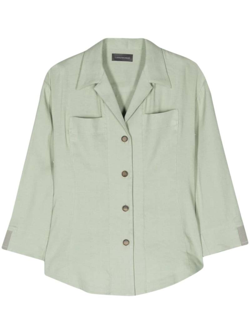 Lorena Antoniazzi camp-collar linen-blend shirt - Green von Lorena Antoniazzi