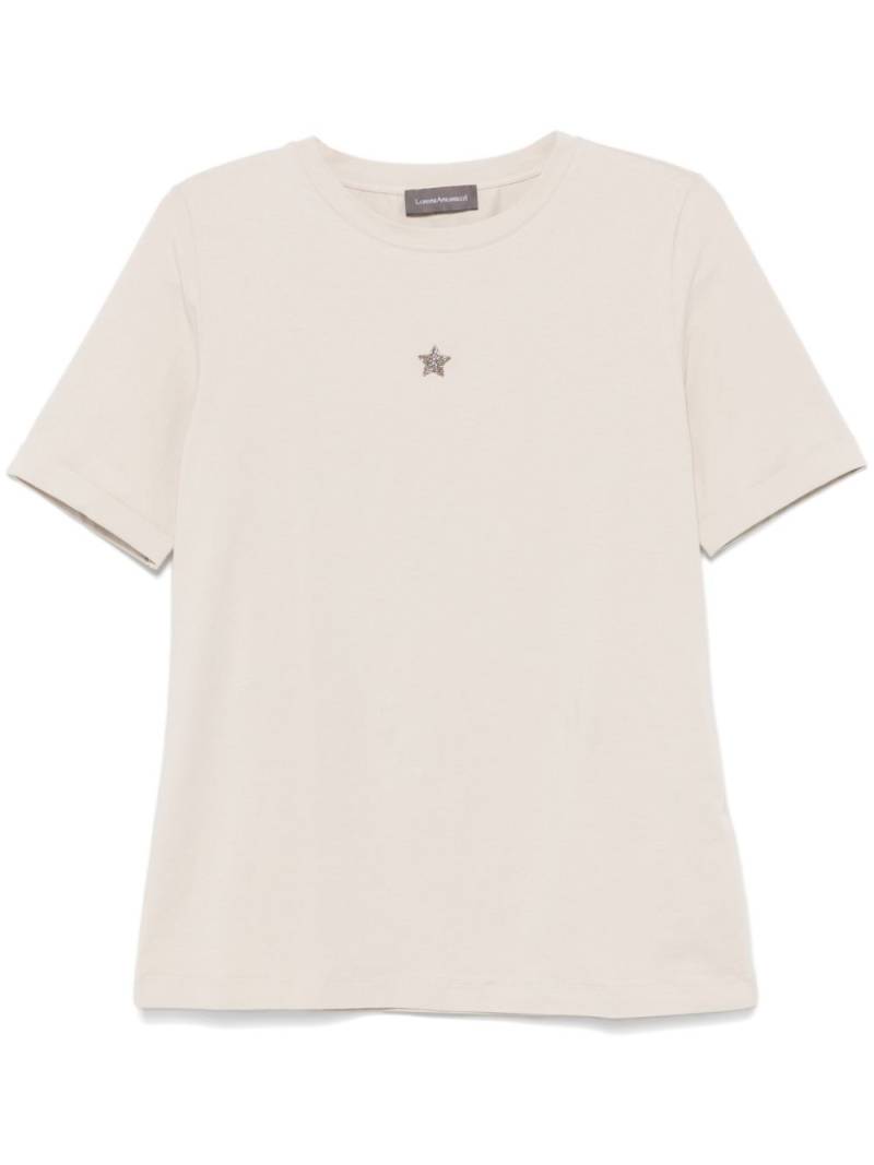 Lorena Antoniazzi crystal-embellished star T-shirt - Neutrals von Lorena Antoniazzi