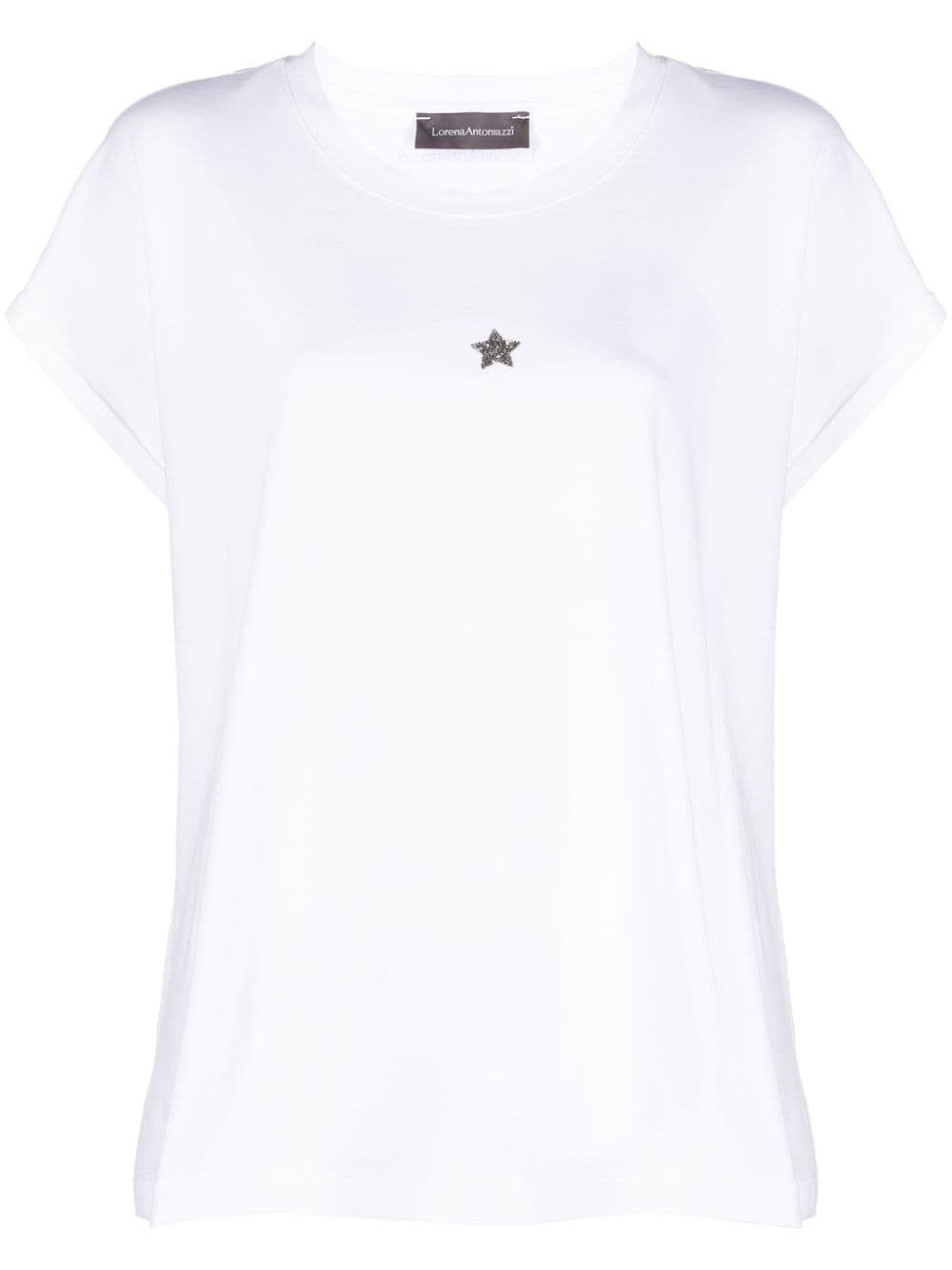 Lorena Antoniazzi crystal-embellished star T-shirt - White von Lorena Antoniazzi