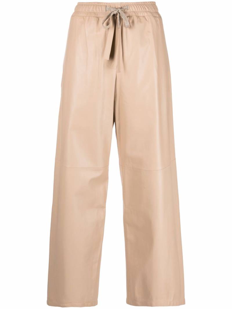 Lorena Antoniazzi drawstring-waist leather trousers - Neutrals von Lorena Antoniazzi