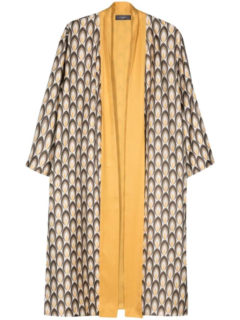 Lorena Antoniazzi geometric-pattern midi silk kaftan - Neutrals von Lorena Antoniazzi