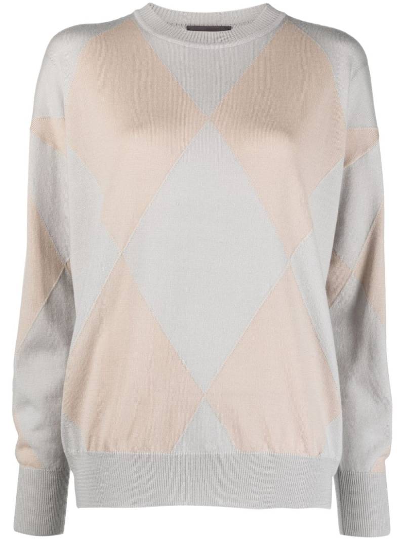 Lorena Antoniazzi geometric-print virgin wool jumper - Grey von Lorena Antoniazzi