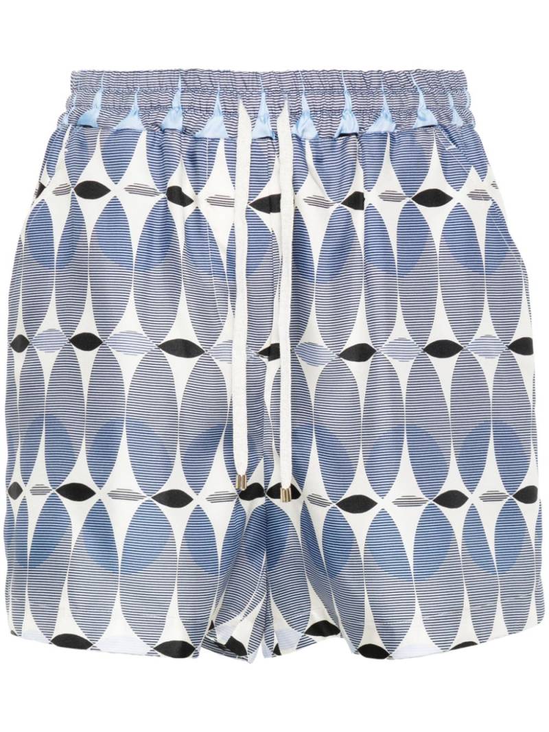 Lorena Antoniazzi graphic-print silk shorts - Blue von Lorena Antoniazzi