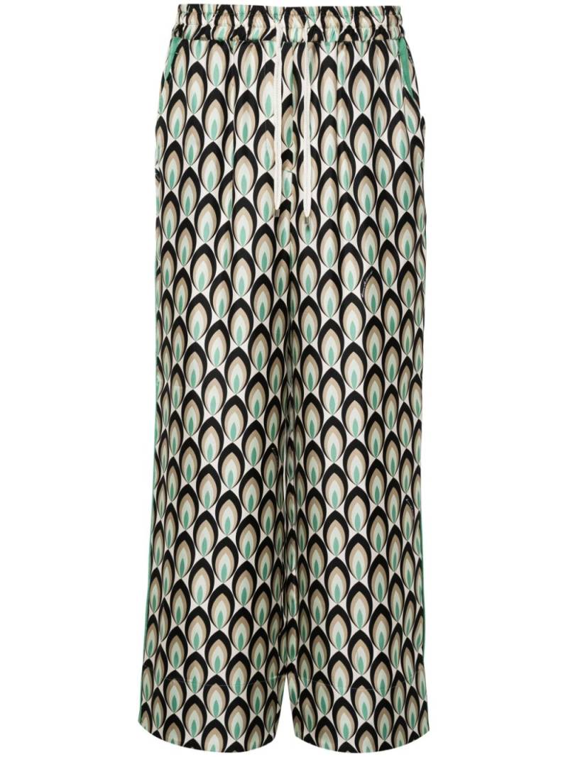 Lorena Antoniazzi graphic-print silk trousers - Green von Lorena Antoniazzi