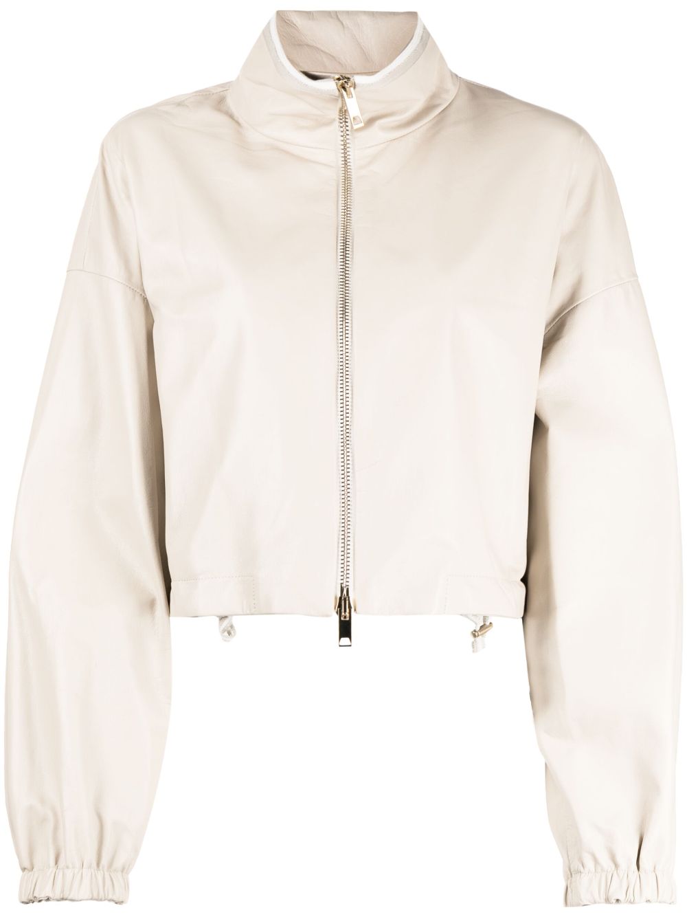 Lorena Antoniazzi logo-charm leather jacket - Neutrals von Lorena Antoniazzi