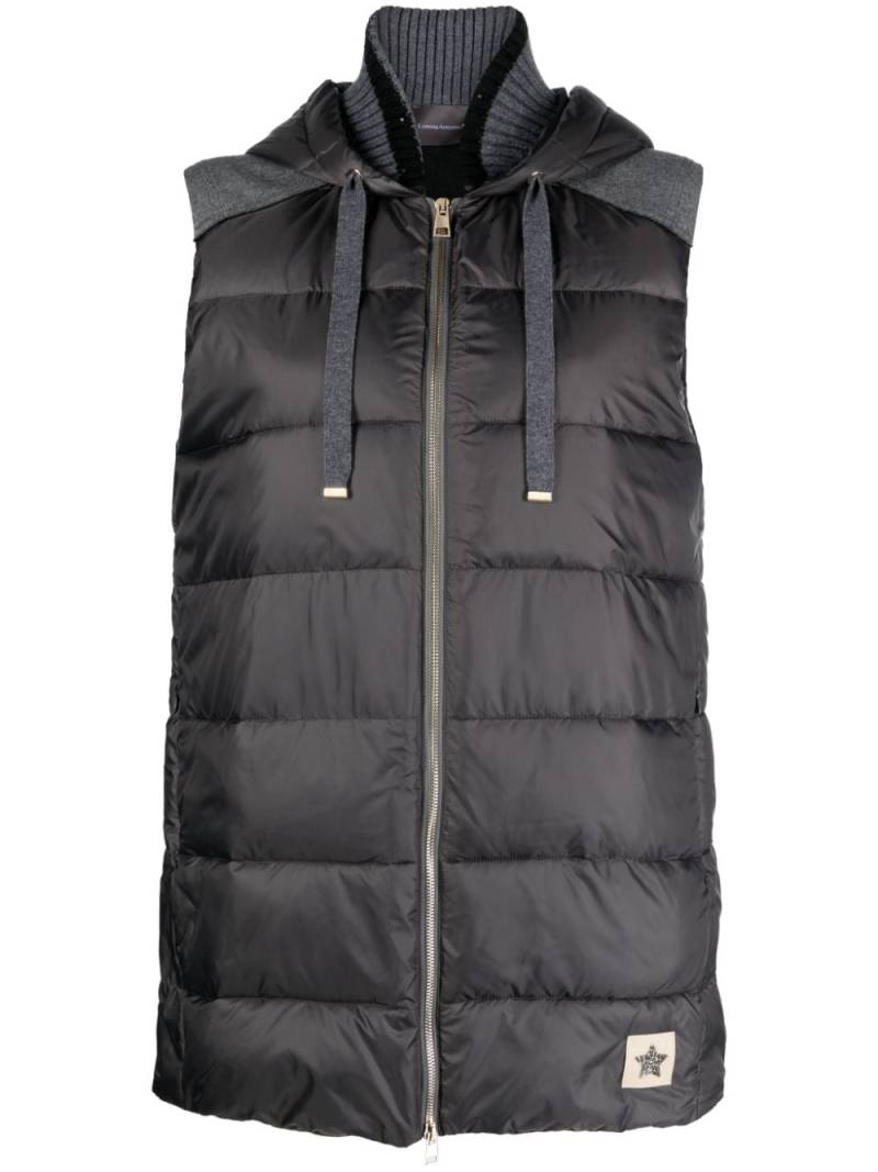 Lorena Antoniazzi logo-patch padded gilet - Grey von Lorena Antoniazzi