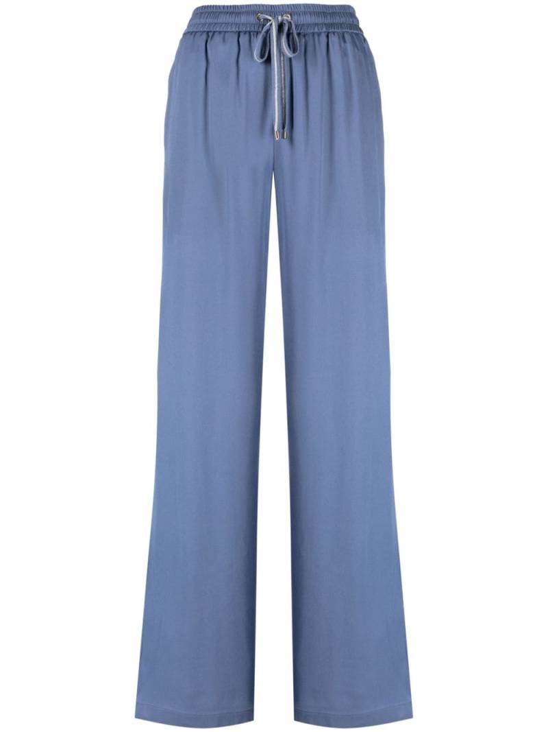 Lorena Antoniazzi satin wide-leg track pants - Blue von Lorena Antoniazzi